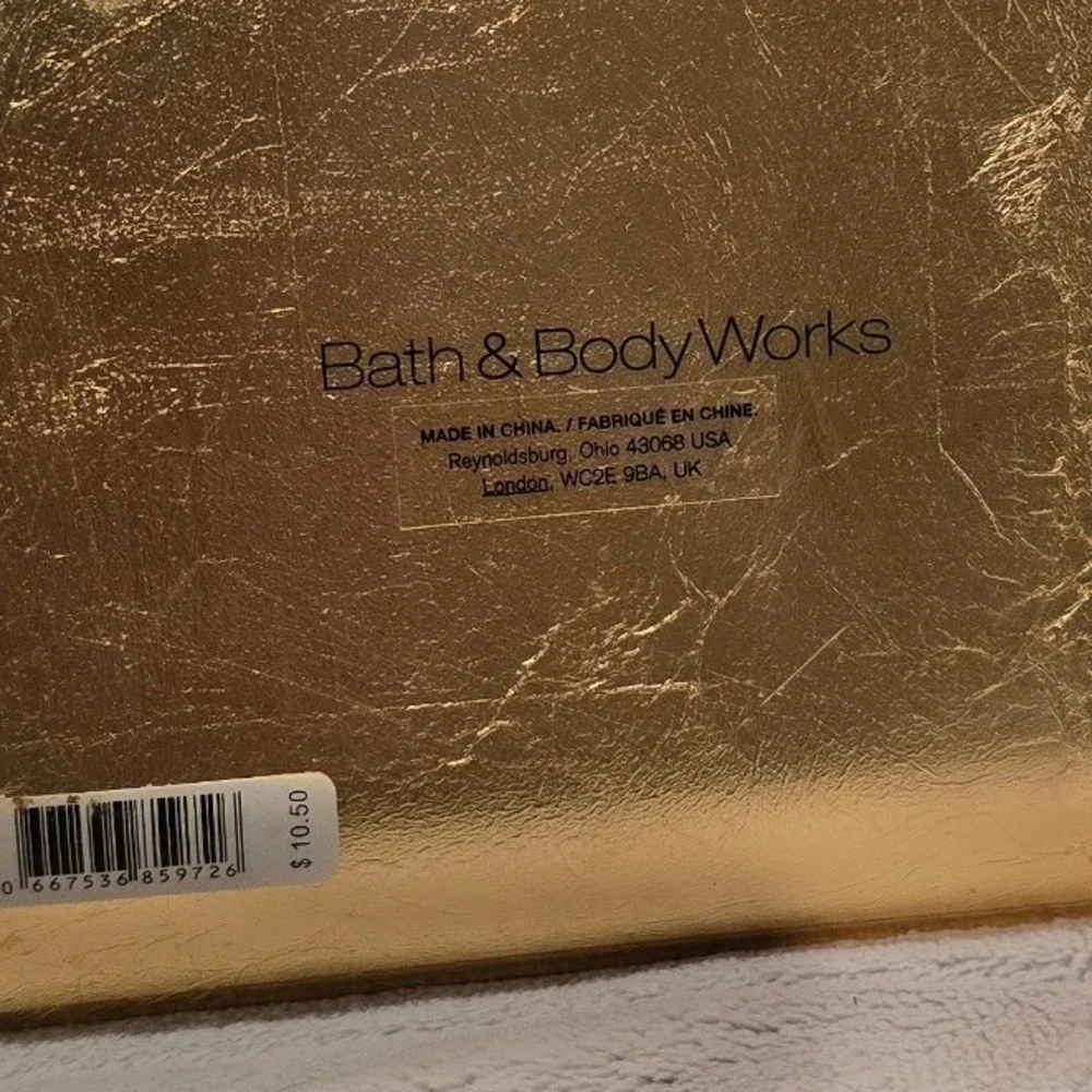 Bath & Body Works Hello Fall Glass Trinket Tray Black Gold Foil Autumn Decor
